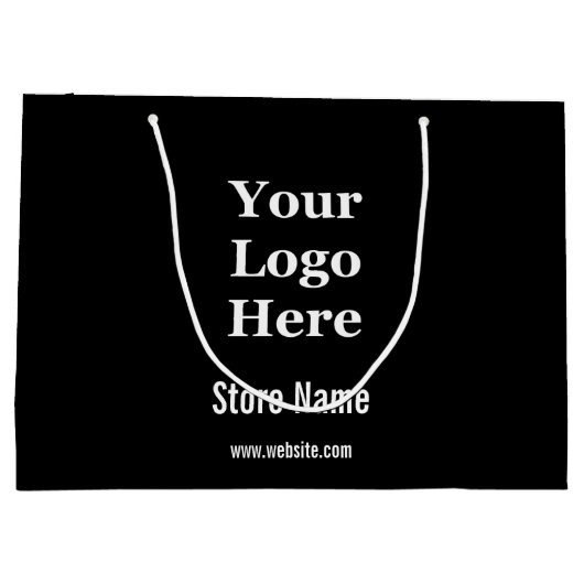 Benutzerdefinierte Schwarzweiß-Logos hier Große Geschenktüte (Rückseite)