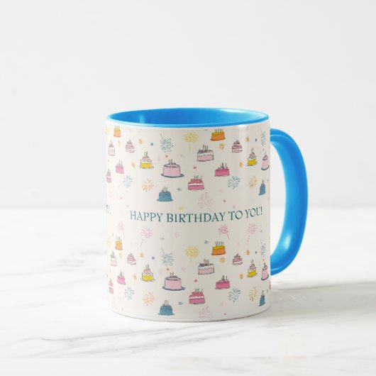 Benutzerdefinierte schwebende Kuchen & Feuerwerk – Tasse (VorderseiteRechts)