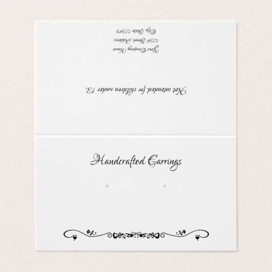 Benutzerdefinierte Scroll-selbst Stehende Ohrring- Visitenkarten (Außenseite Aufgefaltet)