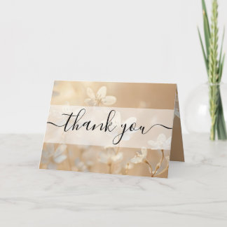 Benutzerdefinierte Sepia Weiße Blumen Dankeschön Dankeskarte