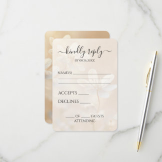 Benutzerdefinierte Sepia Weiße Blumen Hochzeit RSVP Karte