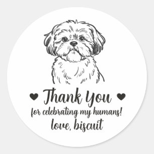 Benutzerdefinierte Shih Tzu Hund Hochzeitsgunst Au Runder Aufkleber