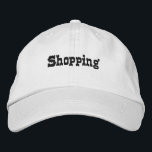 Benutzerdefinierte Shopping Schwarz Farbtext weiß  Bestickte Baseballkappe<br><div class="desc">Shopping Hats für Shopping-Liebhaber,  Online- oder Offline-Shopper. Mini Saloon Schriftart Größe Shopping Text Name mit Schwarz Farbe Text Classic,  schön,  neu,  frisch weiß bestickte Kappen oder Hats</div>