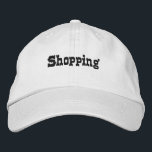 Benutzerdefinierte Shopping Schwarz Farbtext weiß  Bestickte Baseballkappe<br><div class="desc">Shopping Hats für Shopping-Liebhaber,  Online- oder Offline-Shopper. Mini Saloon Schriftart Größe Shopping Text Name mit Schwarz Farbe Text Classic,  schön,  neu,  frisch weiß bestickte Kappen oder Hats</div>
