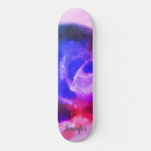 Benutzerdefinierte Signatur Pink Purple Wasserfarb Skateboard