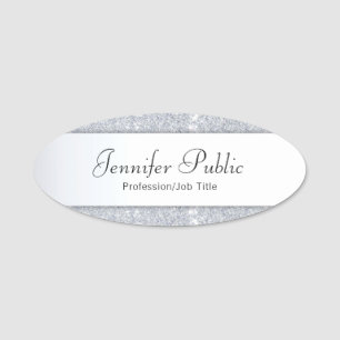 Benutzerdefinierte Silver Glitzer Elegante Handges Namensschild