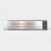 Benutzerdefinierte Silver Look Simple Design Templ Schreibtischnamensplakette (Vorderseite )