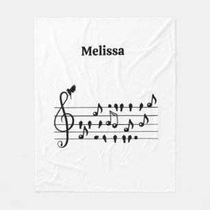 Benutzerdefinierte Singvogel-Violin-Schlüssel-Kuns Fleecedecke