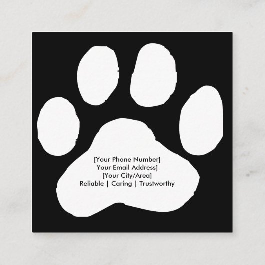 Benutzerdefinierte Sitter-Visitenkarte mit 4 Fotos Quadratische Visitenkarte (Rückseite)