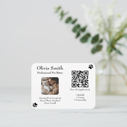 Benutzerdefinierte Sitter-Visitenkarte mit Foto & Visitenkarte (Stehend Vorderseite)