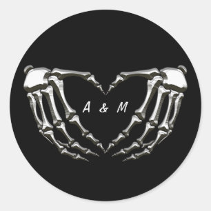 Benutzerdefinierte Skelett-Gothic-Hände Liebe-Herz Runder Aufkleber