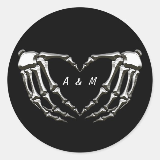 Benutzerdefinierte Skelettform Gothic Hands Liebe  Runder Aufkleber (Vorderseite)