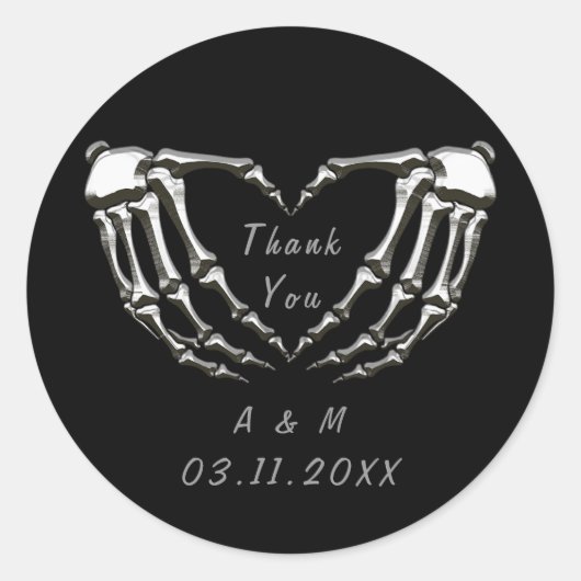 Benutzerdefinierte Skelettform Gothic Hands Liebe  Runder Aufkleber (Vorderseite)