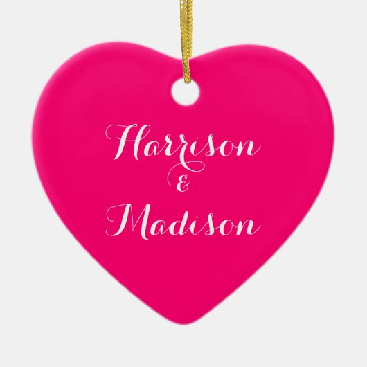 Benutzerdefinierte Skript Hot-Rosa Couple Name Hoc Keramik Ornament (Vorne)