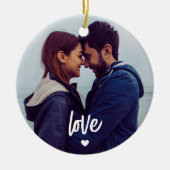 Benutzerdefinierte SkriptLiebe für mehrere Fotos Keramik Ornament (Vorne)