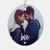 Benutzerdefinierte SkriptLiebe für mehrere Fotos Keramik Ornament (Links)