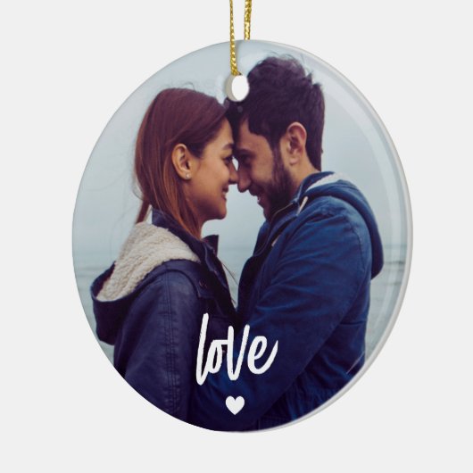 Benutzerdefinierte SkriptLiebe für mehrere Fotos Keramik Ornament (Links)