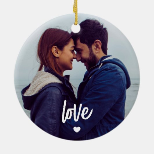 Benutzerdefinierte SkriptLiebe für mehrere Fotos Keramik Ornament (Hinten)