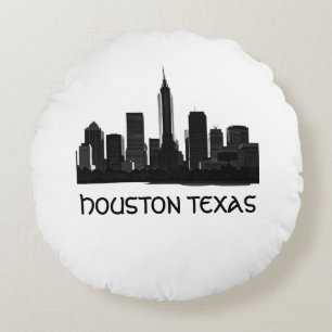 Benutzerdefinierte Skyline von Houston Texas Rundes Kissen