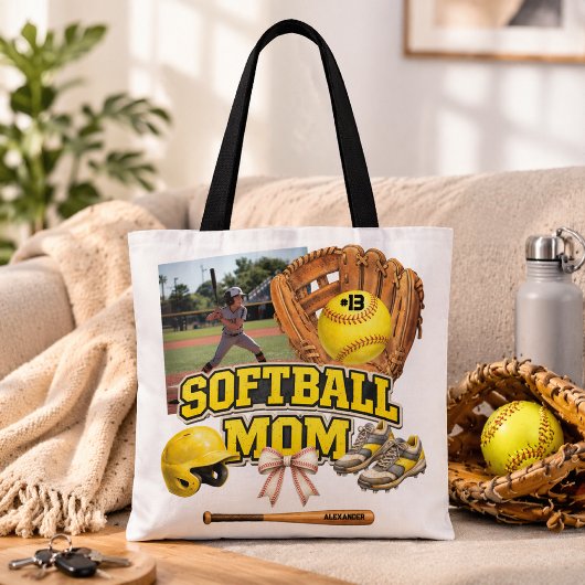 Benutzerdefinierte Softball-Mama-Fotocollage Tasche