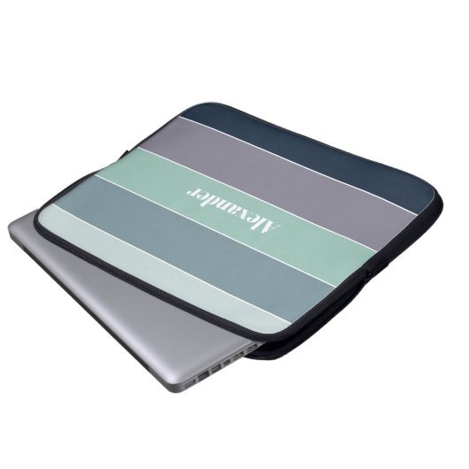 Benutzerdefinierte Sommerfarben-Farbblockstreifen Laptopschutzhülle (Vorne Knopf)