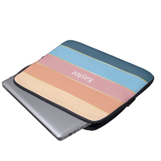 Benutzerdefinierte Sommerfarben-Farbblockstreifen Laptopschutzhülle (Vorne Knopf)