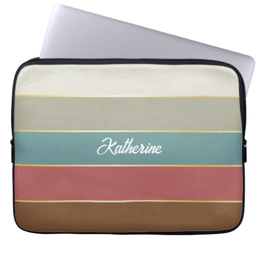 Benutzerdefinierte Sommerfarben-Farbblockstreifen Laptopschutzhülle (Vorderseite)