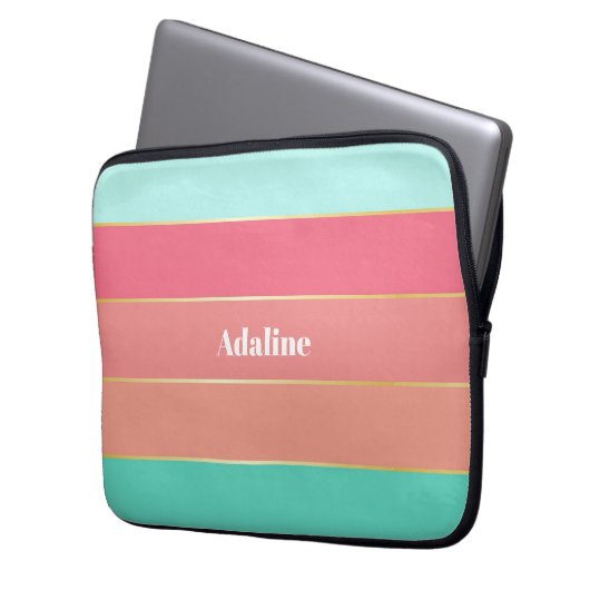Benutzerdefinierte Sommerfarben-Farbblockstreifen Laptopschutzhülle (Vorderseite Links)