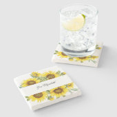 Benutzerdefinierte Sonnenblume Blüte Fügen Sie Ihr Steinuntersetzer (Seitenansicht)