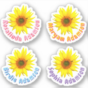 Benutzerdefinierte Sonnenblumen-Namensaufkleber (w Aufkleber