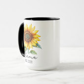 Benutzerdefinierte Sonnenblumen-Tasse für Mama, Om Tasse (Vorderseite Links)