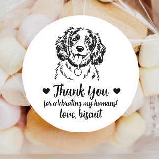 Benutzerdefinierte Spaniel-Hund-Hochzeitsgeschenk- Runder Aufkleber