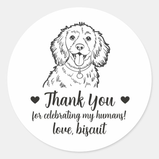 Benutzerdefinierte Spaniel-Hund-Hochzeitsgunst-Auf Runder Aufkleber (Vorderseite)