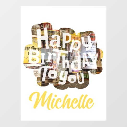 Benutzerdefinierte Spirts Geburtstag Schriftart Tü Fensteraufkleber (Blatt)