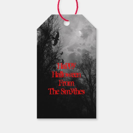 Benutzerdefinierte Spuk Halloween-Himmel mit Raven Geschenkanhänger (Vorderseite)