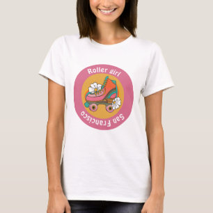 benutzerdefinierte Stadt-Rollschuh Girl pink Mädch T-Shirt