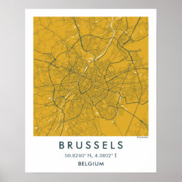 Benutzerdefinierte Stadtkarte Brüssel Belgien Wand Poster