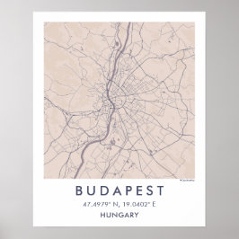 Benutzerdefinierte Stadtkarte Budapest Ungarn Wand Poster