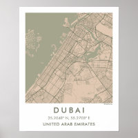 Benutzerdefinierte Stadtkarte Dubai VAE Wandkunst