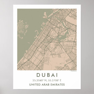 Benutzerdefinierte Stadtkarte Dubai VAE Wandkunst  Poster