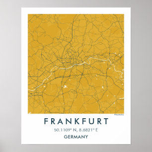 Benutzerdefinierte Stadtkarte Frankfurt Deutschlan Poster