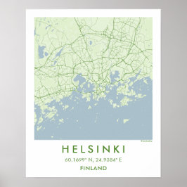 Benutzerdefinierte Stadtkarte Helsinki Finnland Wa Poster