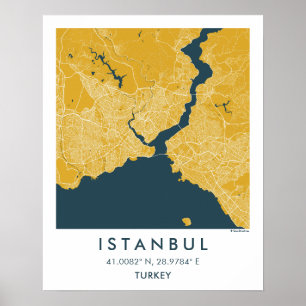 Benutzerdefinierte Stadtkarte Istanbul Türkei Wand Poster