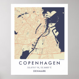Benutzerdefinierte Stadtkarte Kopenhagen Dänemark Poster