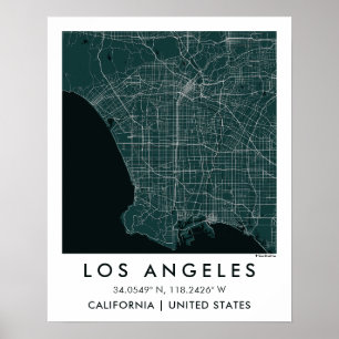 Benutzerdefinierte Stadtkarte Los Angeles USA Wand Poster