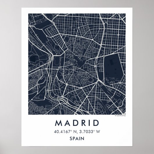 Benutzerdefinierte Stadtkarte Madrid Spanien Wandk Poster (Vorne)