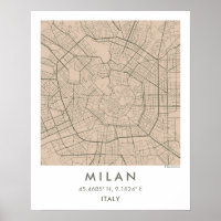 Benutzerdefinierte Stadtkarte Mailand Italien Wand