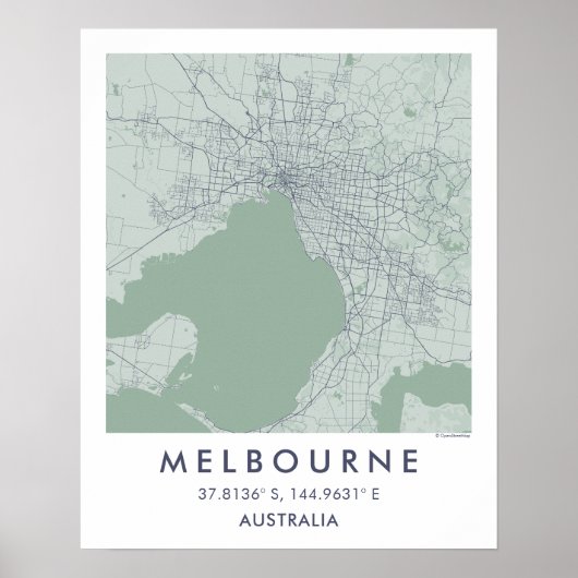 Benutzerdefinierte Stadtkarte Melbourne Australien Poster (Vorne)