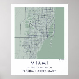 Benutzerdefinierte Stadtkarte Miami Florida Wandku Poster