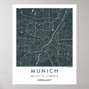 Benutzerdefinierte Stadtkarte München Deutschland Poster
